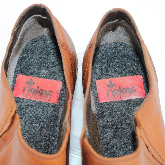 Reiker Women Louise Boot Size 37 6 Tan Brown Leather Comfy Low Block Heel Bootie - Picture 9 of 12